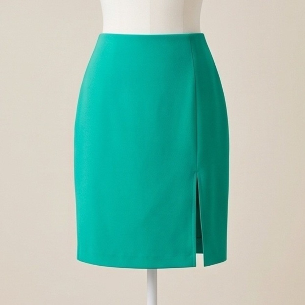 Avenue 22/24 Plus Size Green Pencil Skirt Front Slit Knee‎ Length 2X Bodycon NWT - Picture 2 of 12